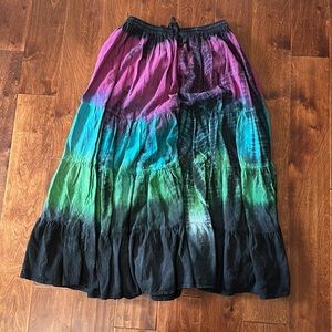 India Arts Tie Die Maxi Skirt Bohemian Peasant Gypsy Belly Dancing Sz UNK